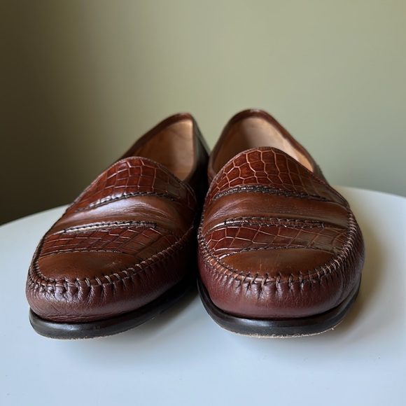 Mezlan Brown Crocodile Leather Loafers main image 4